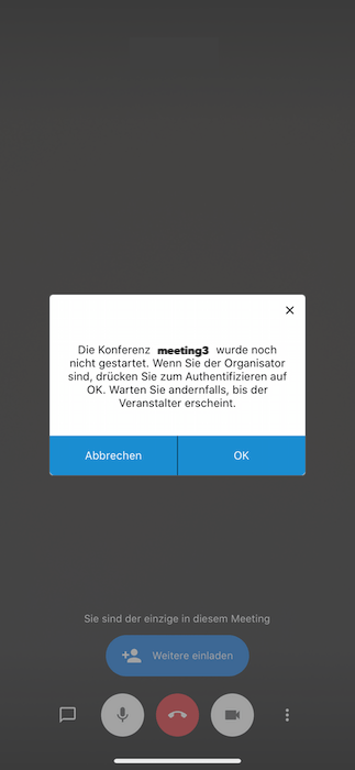 Als Moderator Zugangsdaten eingeben