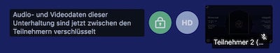 Jitsi E2E-Verschlüsselung Schloss-Symbol