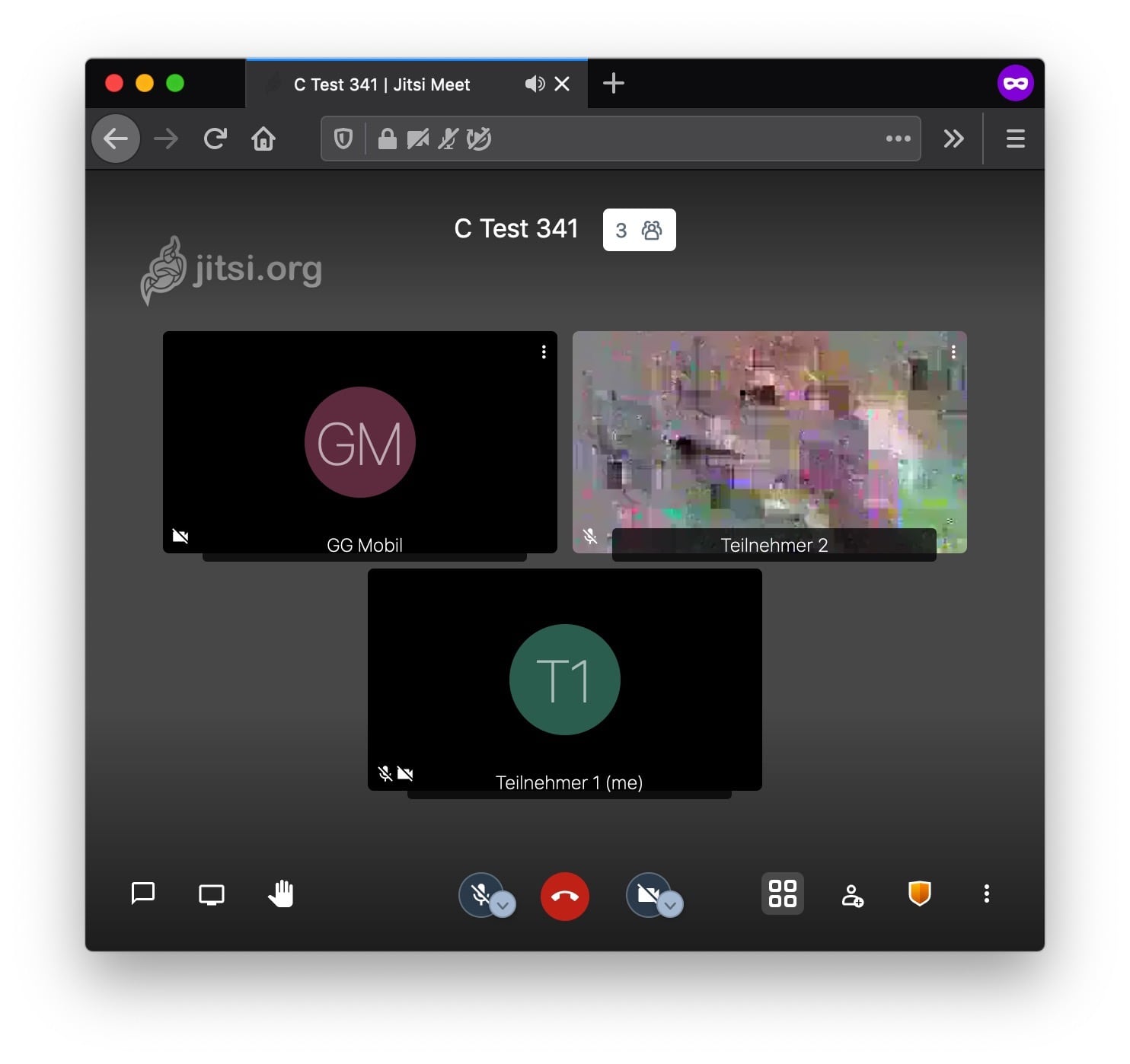 Jitsi E2E-Verschlüsselung Ansicht